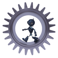 robot in cog wheel